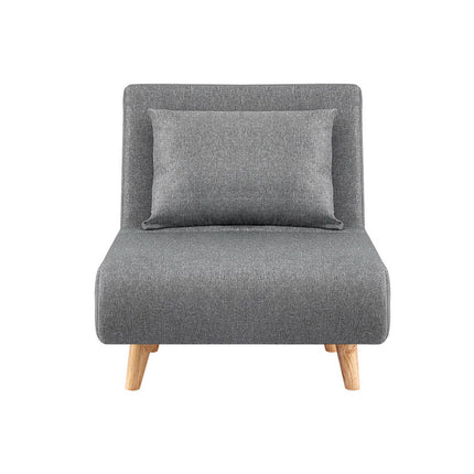 Artiss Sofa Bed Convertible Couch Recliner Lounge Chair Linen Grey.