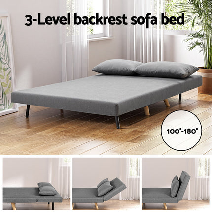 Artiss Sofa Bed 2 Seater Convertible Couch Recliner Lounge Chair Linen.