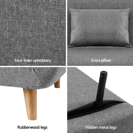 Artiss Sofa Bed 2 Seater Convertible Couch Recliner Lounge Chair Linen.