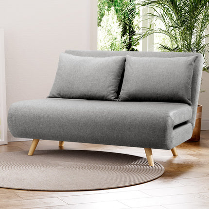 Artiss Sofa Bed 2 Seater Convertible Couch Recliner Lounge Chair Linen.