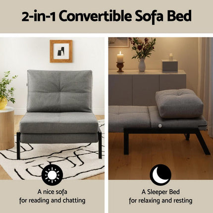 Artiss Sofa Bed Folding Convertible Couch Recliner Lounge Chair.