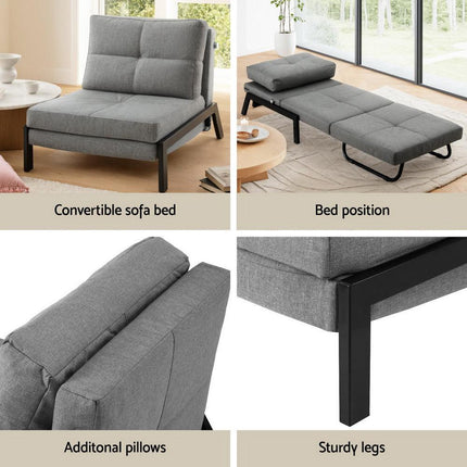 Artiss Sofa Bed Folding Convertible Couch Recliner Lounge Chair.