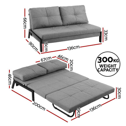 Artiss Sofa Bed 2 Seater Folding Convertible Couch Recliner Lounge Chair.