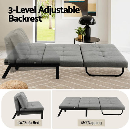 Artiss Sofa Bed 2 Seater Folding Convertible Couch Recliner Lounge Chair.