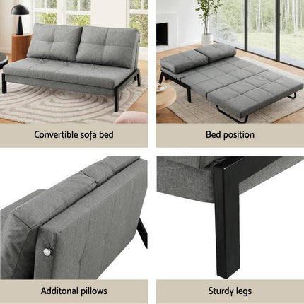Artiss Sofa Bed 2 Seater Folding Convertible Couch Recliner Lounge Chair.