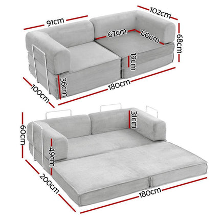 Artiss Convertible Folding Sofa Bed Grey.