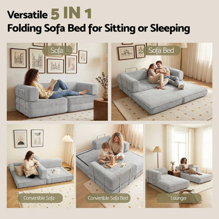 Artiss Convertible Folding Sofa Bed Grey.