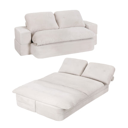 Artiss Convertible Folding Sofa Bed 30D High-Density Foam Boneless Couch with Corduroy Sleeper Couch Lounger for Living Room Beign.