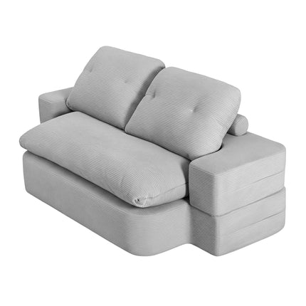 Artiss Convertible Folding Sofa Bed 30D High-Density Foam Boneless Couch with Corduroy Sleeper Couch Lounger for Living Room Grey.
