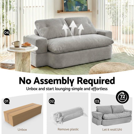 Artiss Convertible Folding Sofa Bed 30D High-Density Foam Boneless Couch with Corduroy Sleeper Couch Lounger for Living Room Grey.