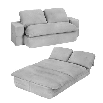 Artiss Convertible Folding Sofa Bed 30D High-Density Foam Boneless Couch with Corduroy Sleeper Couch Lounger for Living Room Grey.