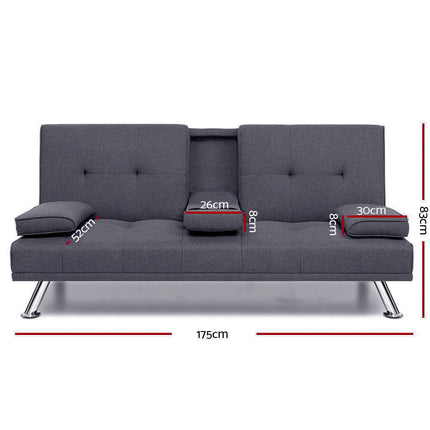 Artiss Sofa Bed 175CM Dark Grey Fabric.