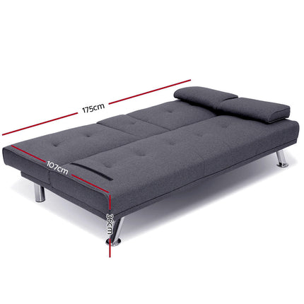 Artiss Sofa Bed 175CM Dark Grey Fabric.