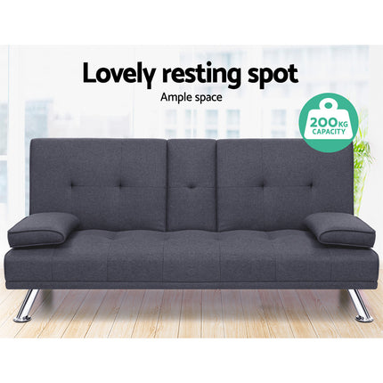 Artiss Sofa Bed 175CM Dark Grey Fabric.