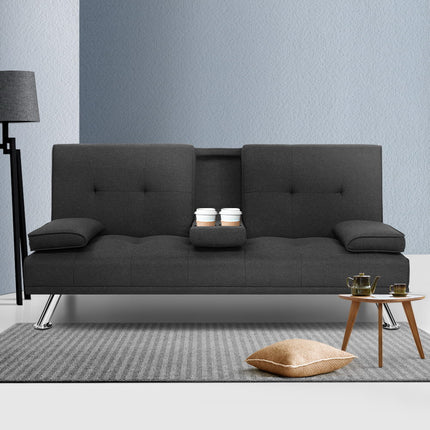 Artiss Sofa Bed 175CM Dark Grey Fabric.