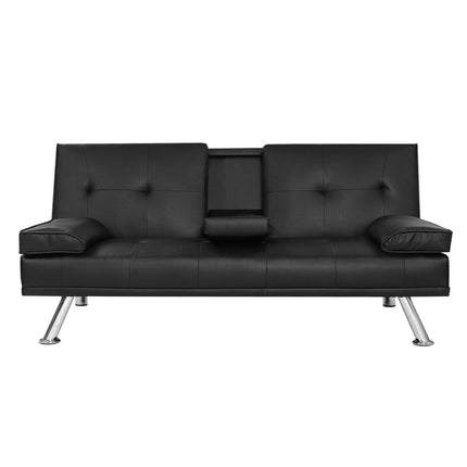 Artiss Sofa Bed 168CM Black PU Leather.
