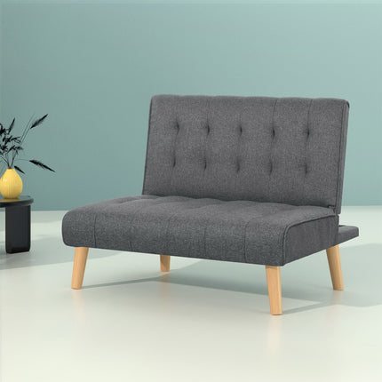 Artiss Sofa Bed Lounge Chair Couch 1 Seater Recliner Futon Bed Set Linen Grey.