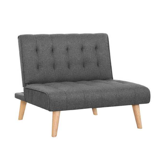Artiss Sofa Bed Lounge Chair Couch 1 Seater Recliner Futon Bed Set Linen Grey.