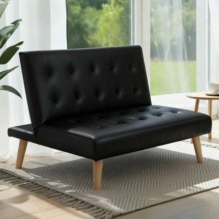 Artiss Sofa Bed Couch 1 Seater Lounge Fabric Black.