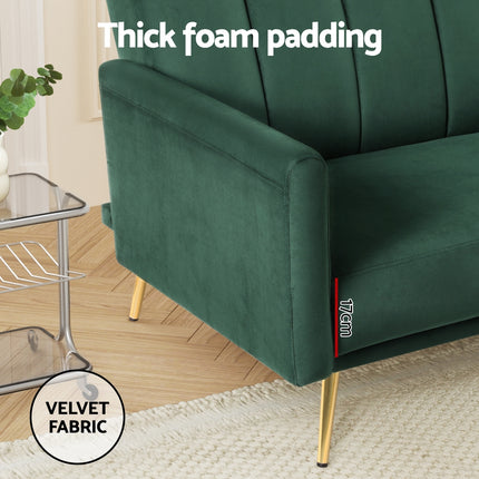 Artiss Sofa Bed 3 Seater Couch Convertible Lounge Adjustable Arm Recliner Velvet.