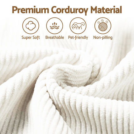 Artiss 3 Seater Modular Sofa Bed Sectional Boneless Couches for Living Room Corduroy Compressed Sofa White.