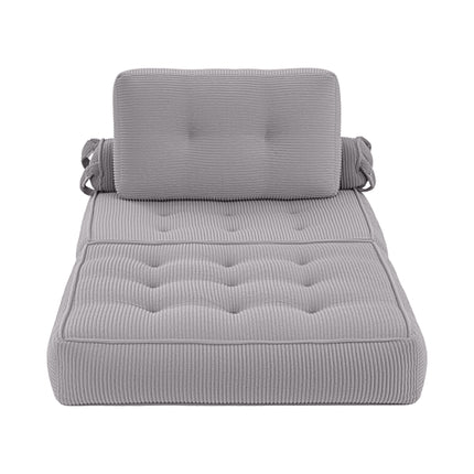 Artiss 1 Seater Corduroy Convertible Sofa Bed Pull Out Boneless Couch Grey.