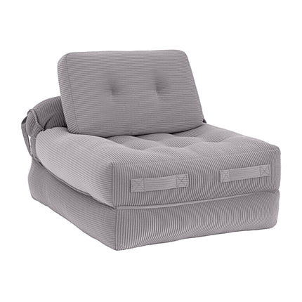 Artiss 1 Seater Corduroy Convertible Sofa Bed Pull Out Boneless Couch Grey.