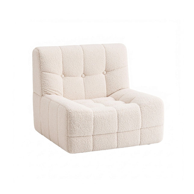 Artiss Single Small Boneless Couches for Living Room White Fabric.