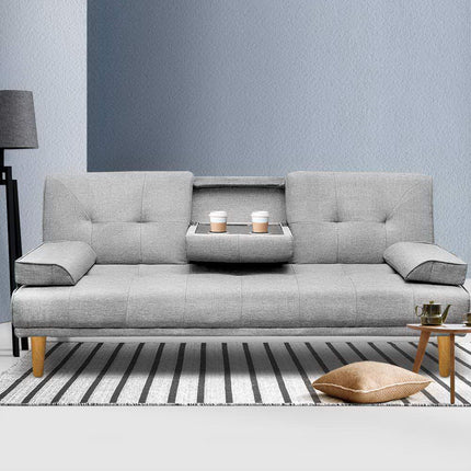 Artiss Sofa Bed 188CM Grey Faux Linen.