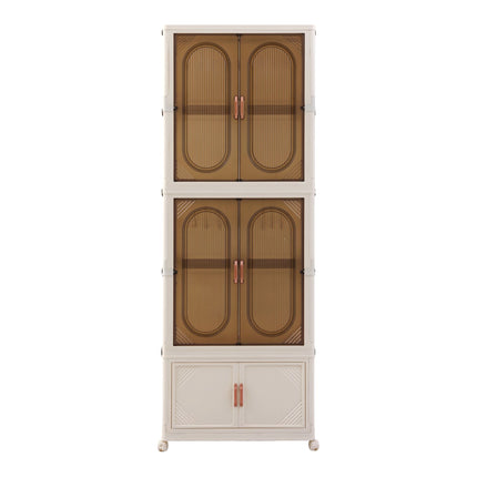 Artiss Foldable Storage Cabinet Stackable Wardrobe Box Clear Magnetic Door White