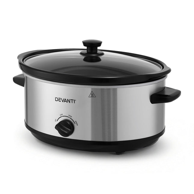 Devanti 6.5L Slow Cooker Electric Multi Cooker with 3 Heat Settings and Keep Warm Function.