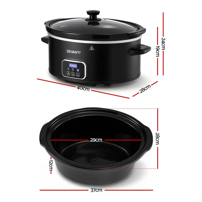 Devanti 5.6L Slow Cooker Electric Multi Cooker with 3 Heat Settings and Keep Warm Function.