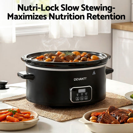 Devanti 5.6L Slow Cooker Electric Multi Cooker with 3 Heat Settings and Keep Warm Function.