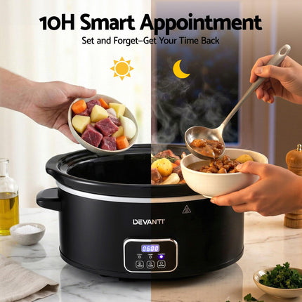 Devanti 5.6L Slow Cooker Electric Multi Cooker with 3 Heat Settings and Keep Warm Function.