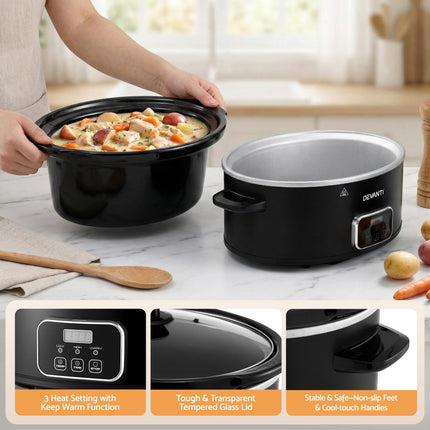 Devanti 5.6L Slow Cooker Electric Multi Cooker with 3 Heat Settings and Keep Warm Function.