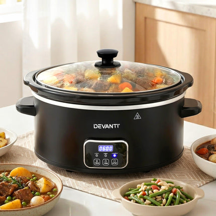Devanti 5.6L Slow Cooker Electric Multi Cooker with 3 Heat Settings and Keep Warm Function.