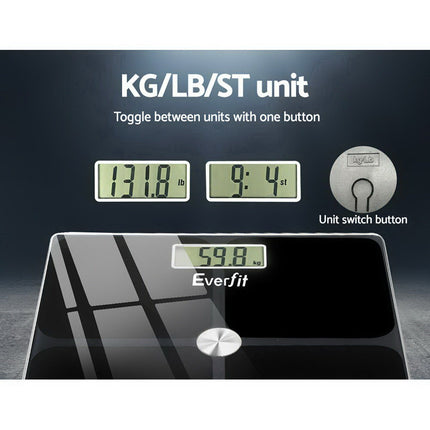 Everfit Electronic Digital Bathroom Scale Weighing Tracker Gym 180KG.