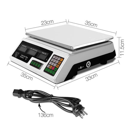 Emajin Scales Digital Kitchen 40KG Weighing Scales Platform Scales White LCD.