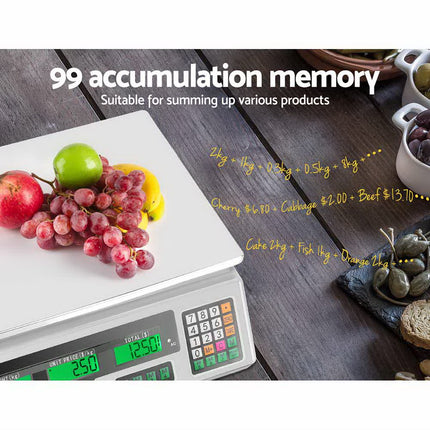 Emajin Scales Digital Kitchen 40KG Weighing Scales Platform Scales White LCD.