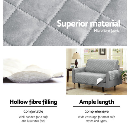Artiss Sofa Cover Couch Covers 3 Seater Quilted Grey.