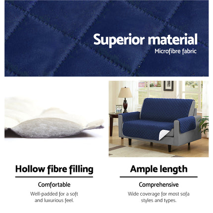 Artiss Sofa Cover Couch Covers 3 Seater Quilted Navy.
