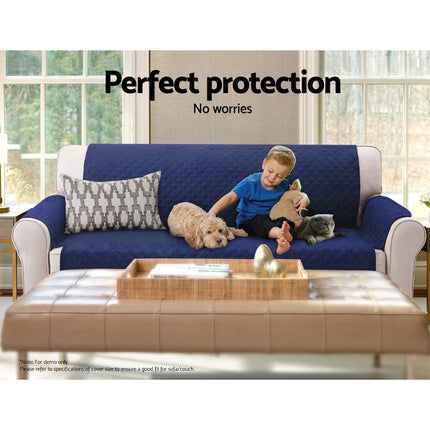 Artiss Sofa Cover Couch Covers 3 Seater Quilted Navy.
