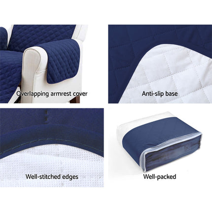 Artiss Sofa Cover Couch Covers 3 Seater Quilted Navy.