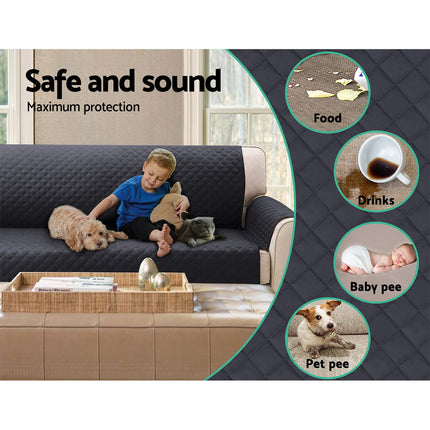 Artiss Sofa Cover Couch Covers 3 Seater 100% Water Resistant Dark Grey.