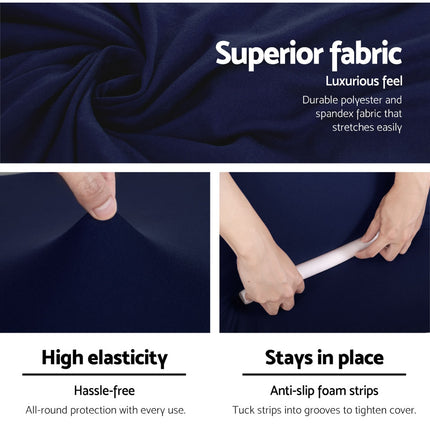 Artiss Sofa Cover Couch Covers 3 Seater Stretch Navy.