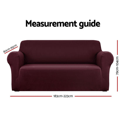 Artiss Sofa Cover Couch Covers 3 Seater Stretch Burgundy.