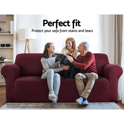 Artiss Sofa Cover Couch Covers 3 Seater Stretch Burgundy.