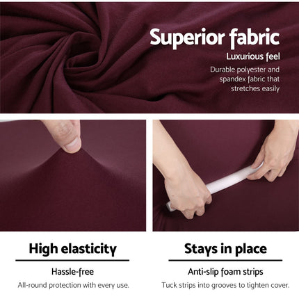 Artiss Sofa Cover Couch Covers 3 Seater Stretch Burgundy.