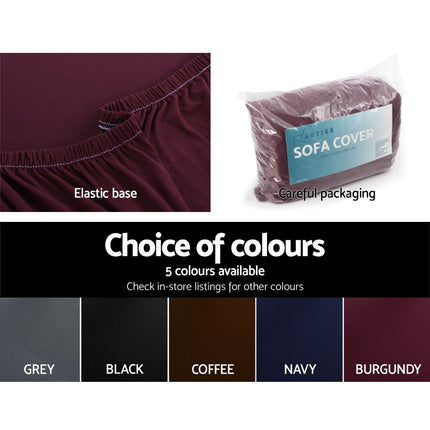 Artiss Sofa Cover Couch Covers 3 Seater Stretch Burgundy.