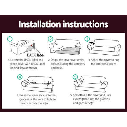 Artiss Sofa Cover Couch Covers 3 Seater Stretch Burgundy.